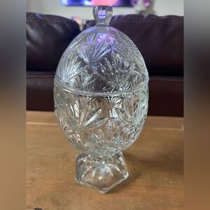 Vintage Cristal d’Arques Durand egg shaped pedestal candy dish. No Flaws!